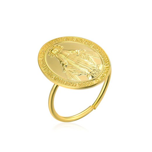 Anillo Chapa Virgen Baño de Oro