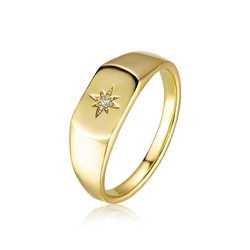 Anillo Estrella Circonita grande Baño de Oro