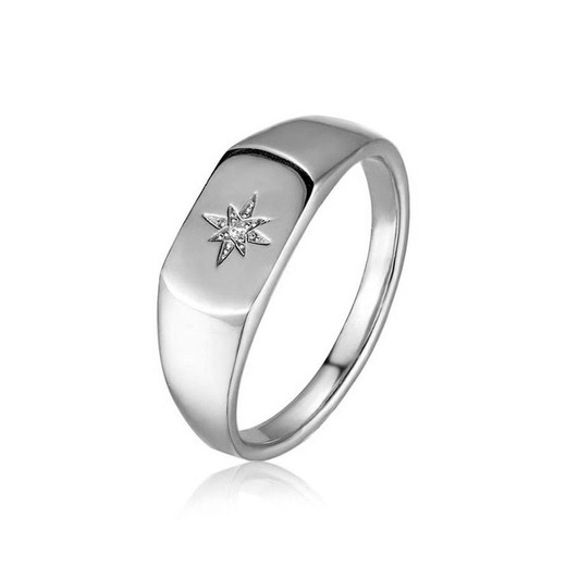 Anillo Estrella Circonita grande Plata de ley