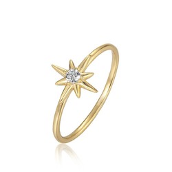 Anillo Estrella Polar baño de oro con circonita