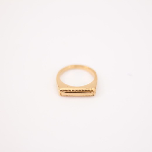 Anillo sello rectangular acero inoxidable dorado