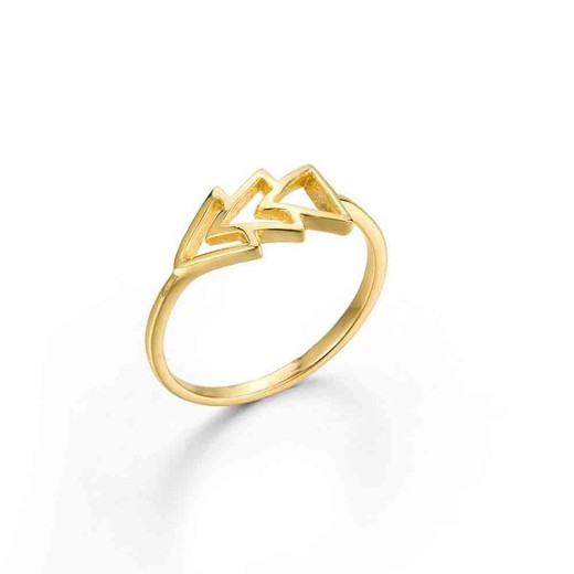 Anillo Triángulos baño de oro