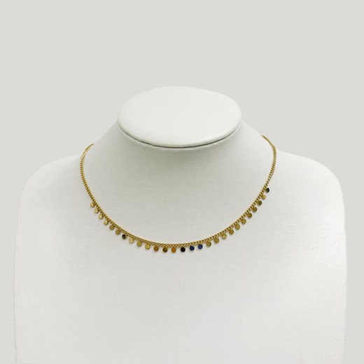 Collar choker chapas 3mm Acero Inoxidable bañado en oro