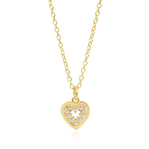 Collar corazón circonitas blancas baño de oro