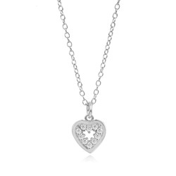 Collar corazón circonitas blancas plata de ley