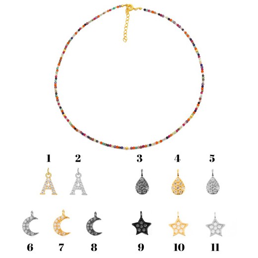 Collar minerales multicolor personalizable charms