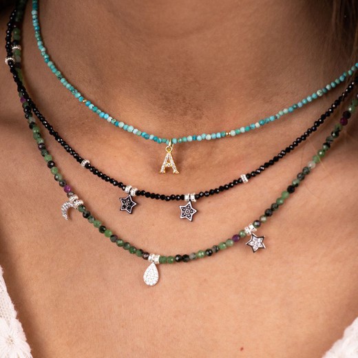 Collar minerales amazonita personalizable charms