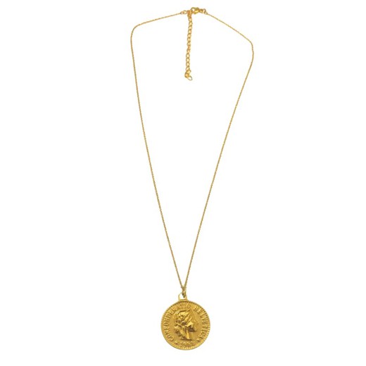 Collar Moneda Acero Dorado