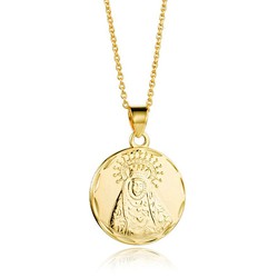 Joya collar de plata de ley 925 con baño de oro de 18 quilates con colgante la Virgen de la Macarena para mujer — Trens