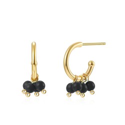 Pendientes Aro Piedra Mineral ónix negro oro