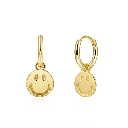 Pendientes Aro Smiley Baño de Oro