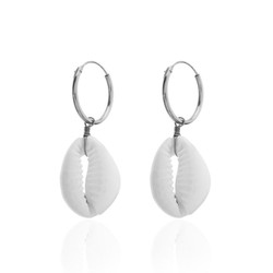 Pendientes Aro Concha Blanca Plata de ley