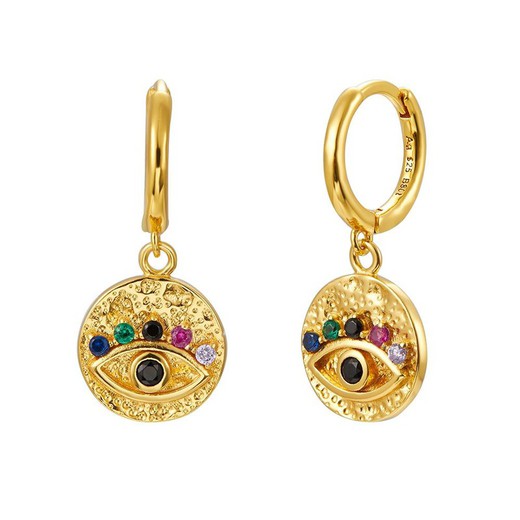 Pendientes Aro Horus Multicolor Baño de Oro