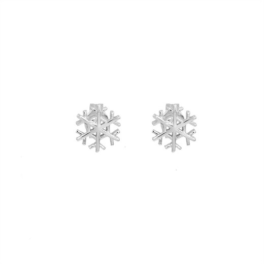 Pendientes mini copo de nieve plata de ley