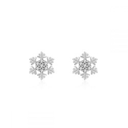 Pendientes mini copo de nieve plata de ley circonitas blancas