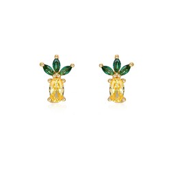 Pendientes mini piña baño de oro mini frutas circonitas 10mm: Un pendiente