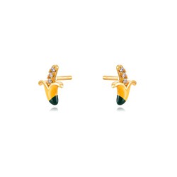 Pendientes mini plátano baño de oro mini frutas circonitas 8mm