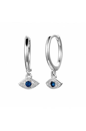 Pendientes Aro Ojo Circonita azul Plata