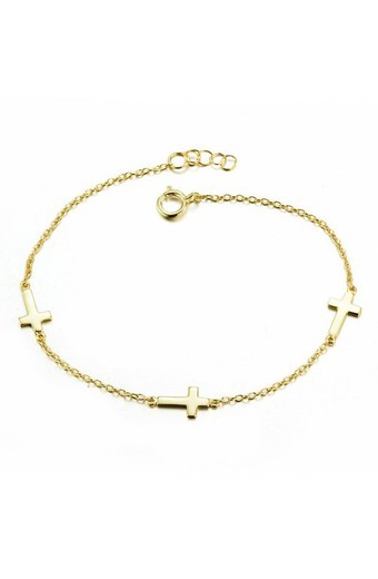 Pulsera Cruces Baño de Oro