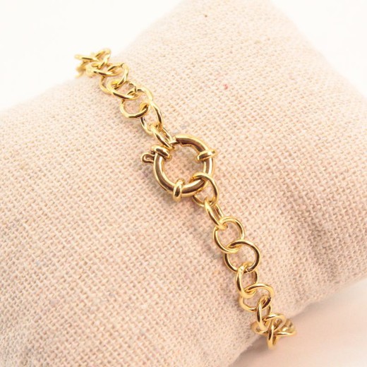 Pulsera Eslabones Círculo Acero Dorado