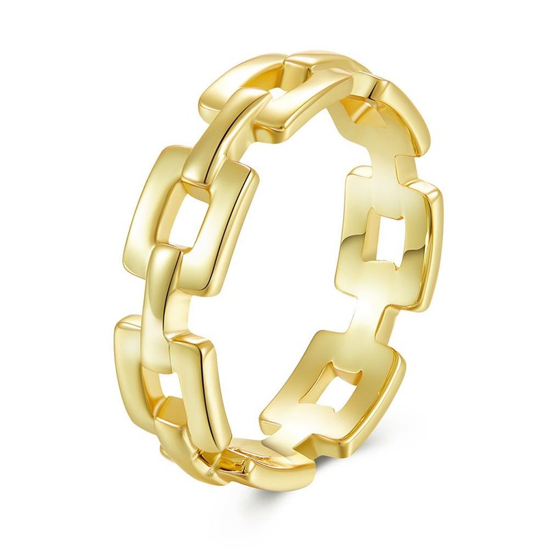 Joya anillo de plata de ley 925 con baño de oro de 18 quilates en de cadena para mujer — Trens Joies