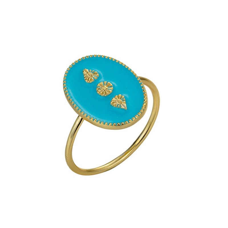 Joya anillo de plata de ley 925 con de de 18 quilates con óvalo turquesa para mujer — Trens Joies