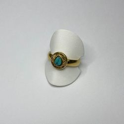 Anillo piedra turquesa con forma de lágrima Acero Inoxidable