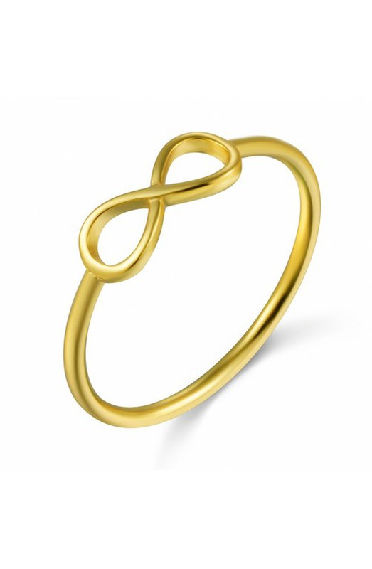 Joya anillo con forma de infinito de 5mm x 11mm hecho de plata de ley 925 con un baño de oro de quilates para mujer — Trens Joies