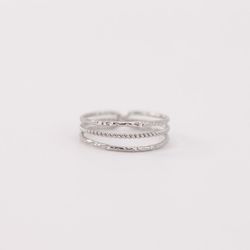 Anillo Triple Acero Plateado