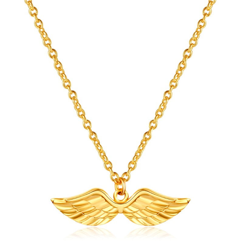 Joya collar plata de primera ley 925 bañado en oro de 18 quilates con colgante en forma de alas para mujer — Trens Joies