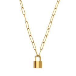 Collar Candado Acero Dorado