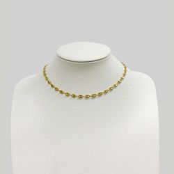 Collar Choker Chapas 6mm Acero Inoxidable Dorado