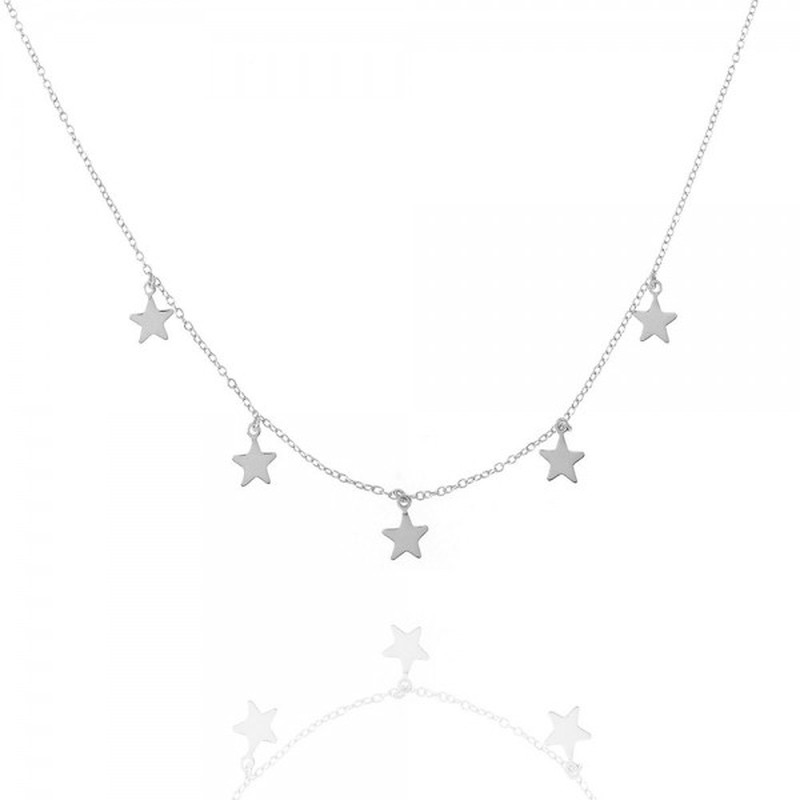 Anguila Completamente seco dramático Collar Estrellas Plata De Ley 925 Gargantilla con alargo — Trens Joies