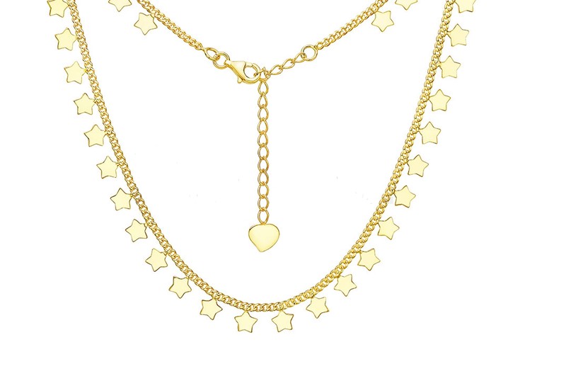 Joya collar estrellas con cadena reforzada plata ley 925 con un de oro de 18 para mujer — Trens Joies