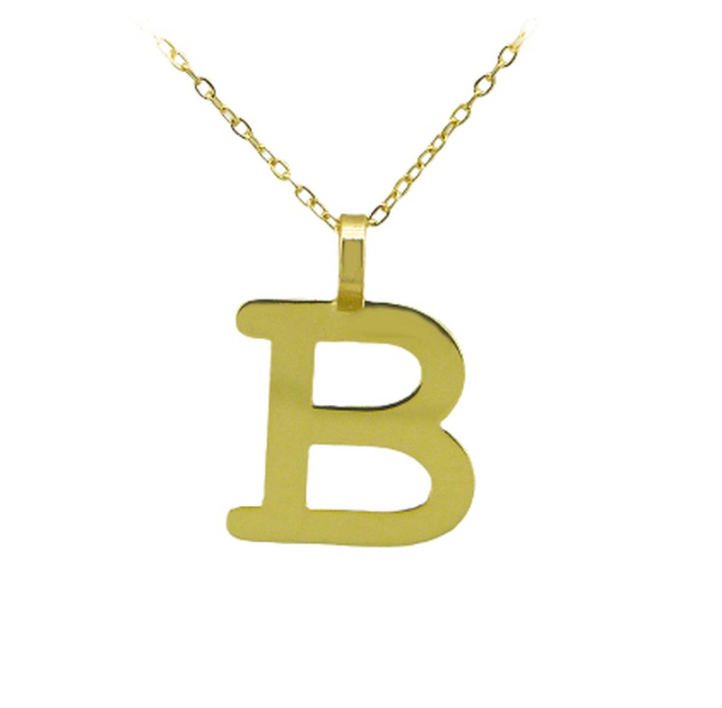 Joya collar de oro de 18 quilates con colgante en forma letra inicial para — Trens
