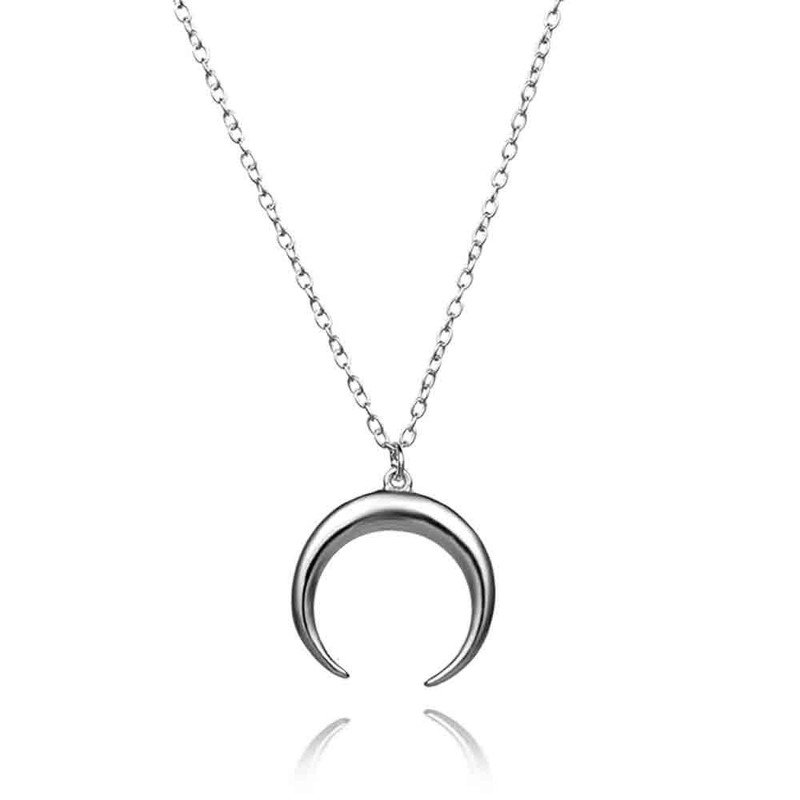 Joya collar de plata de ley 925 con colgante en forma de luna tamaño pequeño para mujer — Trens