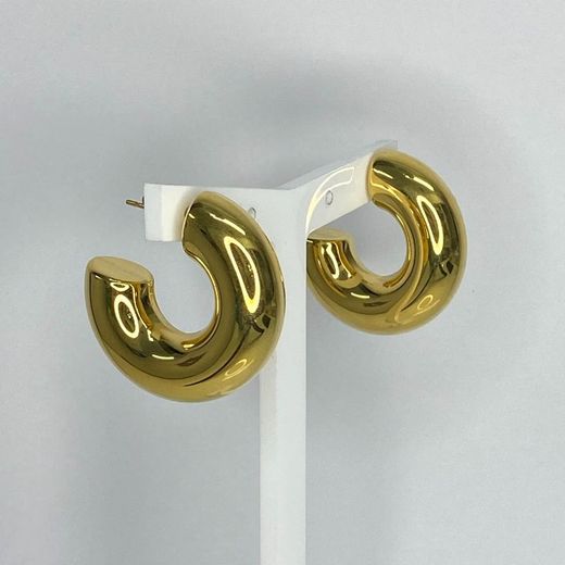 Pendientes aro dorados gordos acero con baño de oro 31mm