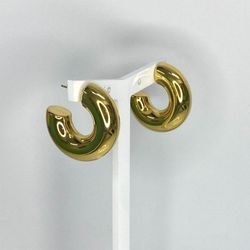 Pendientes aro dorados gordos acero con baño de oro 31mm