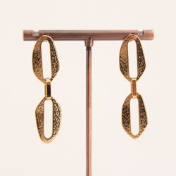 Pendientes Dos Aros Ovalados Acero Inoxidable Dorado