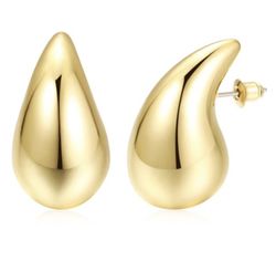 Pendientes Gota Acero Dorado