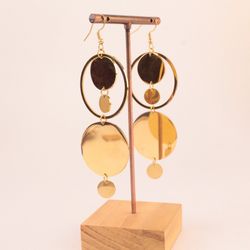 Pendientes Largos Aros Acero Dorado